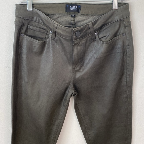 Paige Verdugo Ultra Skinny Jeans Army Green Luxe Coating Women's Size 31 - Picture 3 of 12